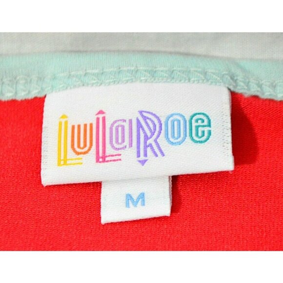 LULAROE JULIA BLOCK Red Blue Short Sleeve Knee Length Dress Medium - Picture 3 of 7